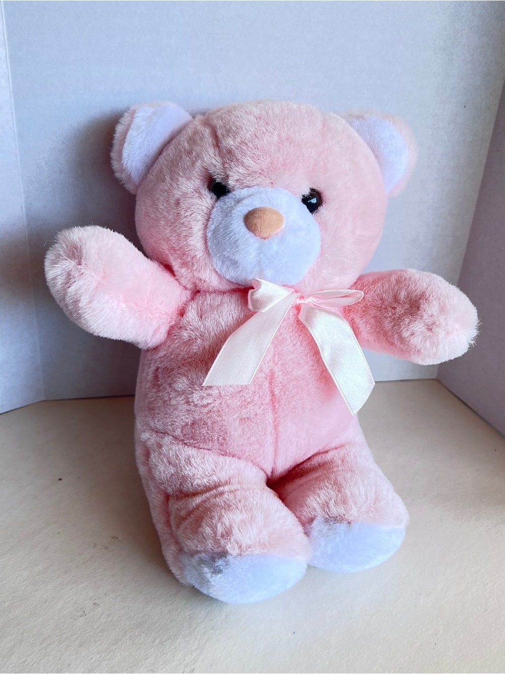 Plush Pink Teddy Bear with Satin Bow - Soft Kids Stuffed Animal